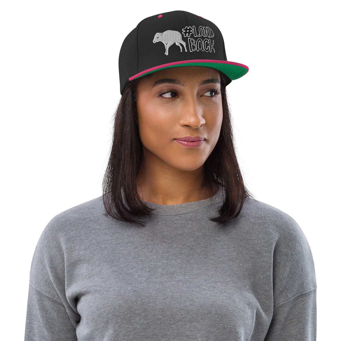 #LandBack White Buffalo Calf Snapback Hat