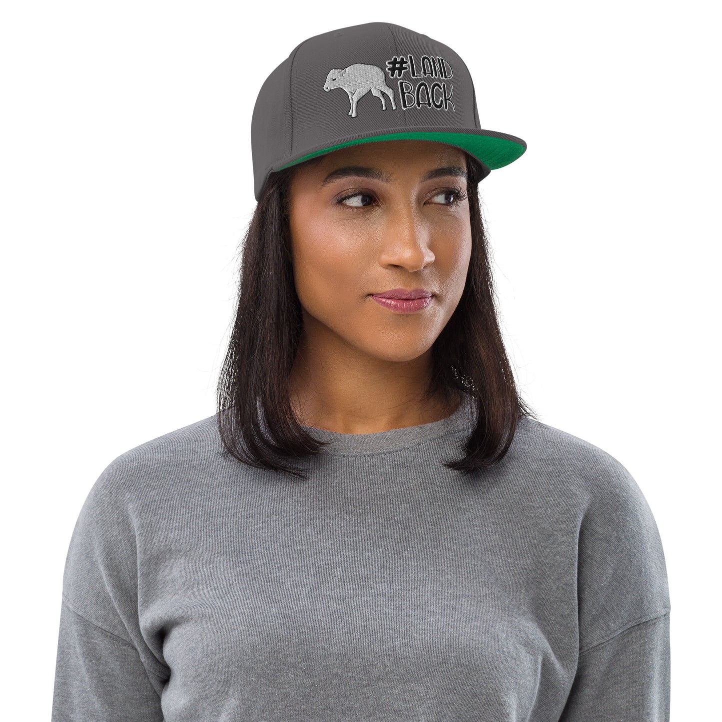 #LandBack White Buffalo Calf Snapback Hat