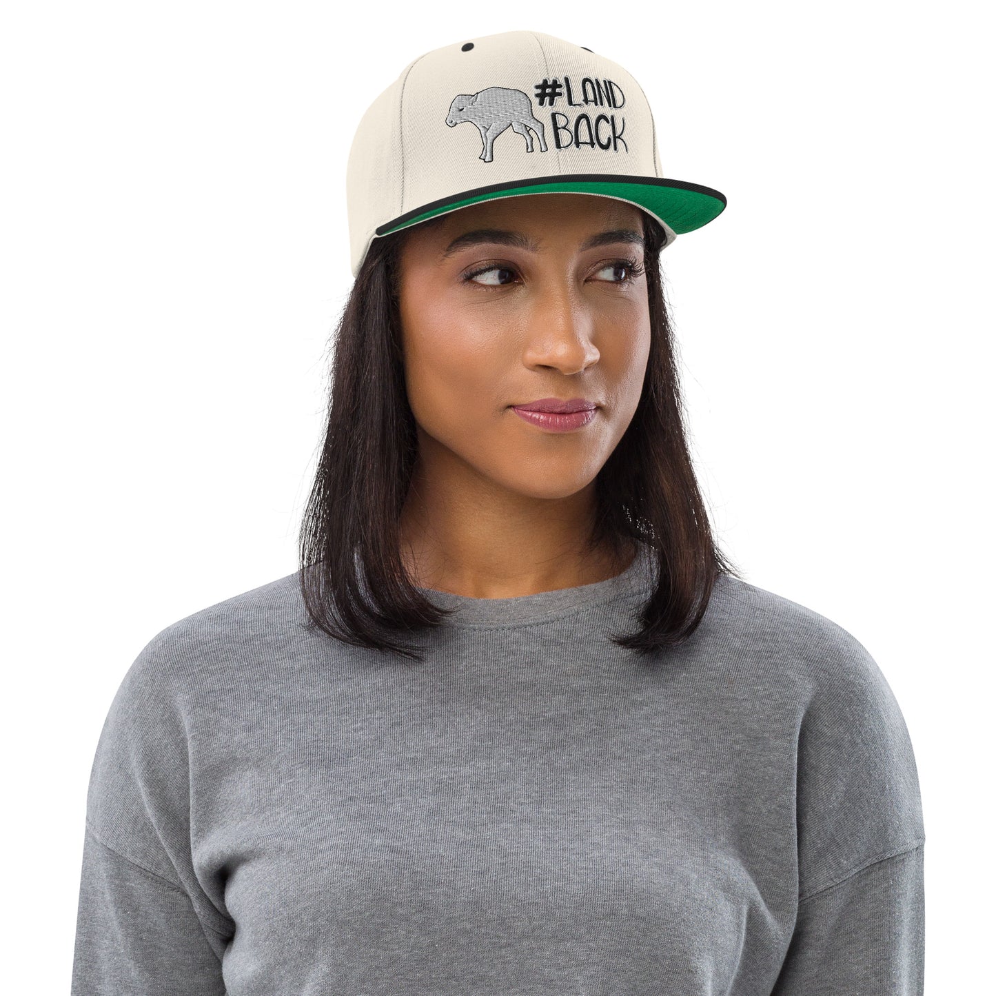 #LandBack White Buffalo Calf Snapback Hat