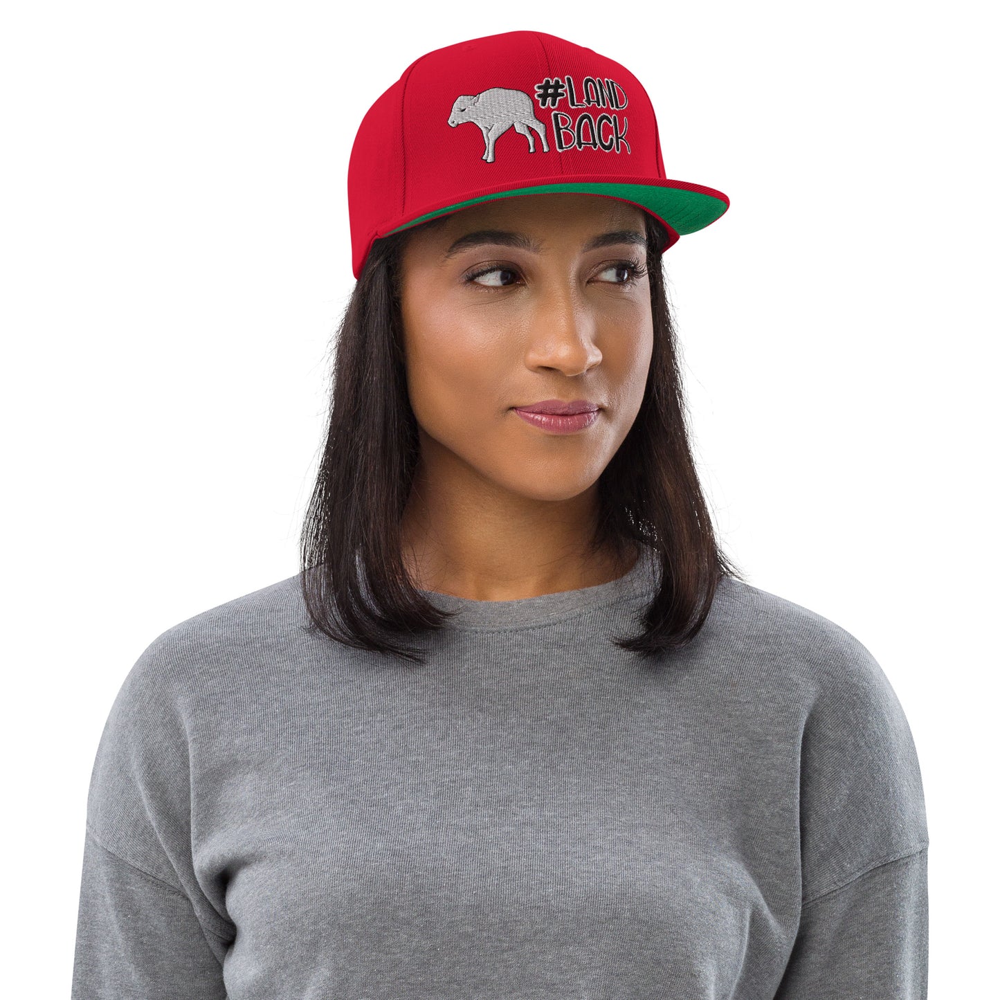 #LandBack White Buffalo Calf Snapback Hat