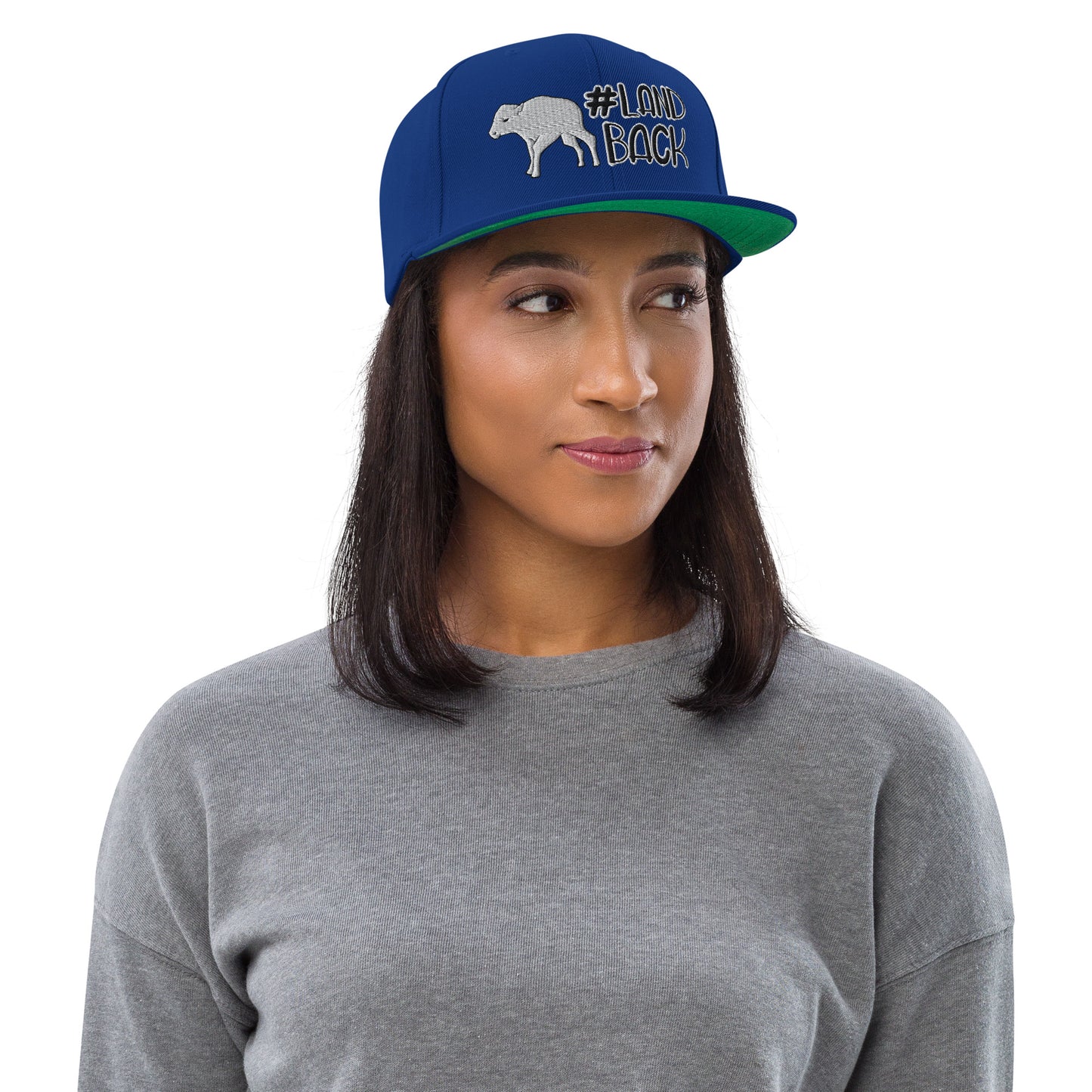 #LandBack White Buffalo Calf Snapback Hat