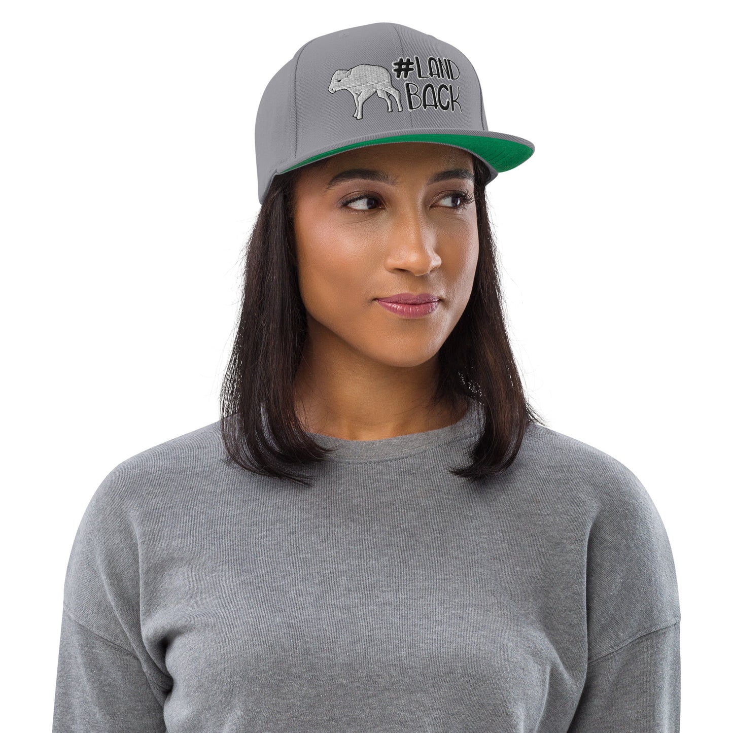 #LandBack White Buffalo Calf Snapback Hat