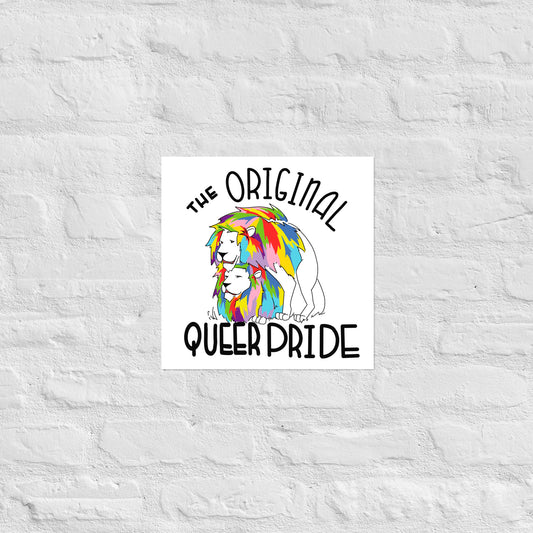 The Original Queer Pride White/Rainbow Lions (Portrait) Matte paper poster