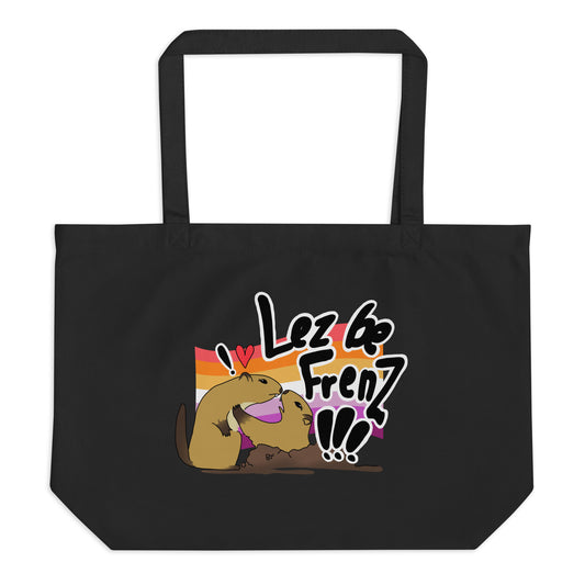 Lez Be Frenz Lesbian Marmots Large organic tote bag