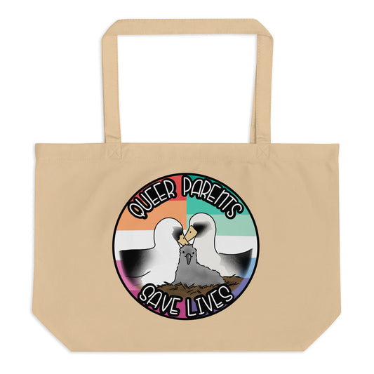 Queer Parents Save Lives - Gay/Lesbian Albatross Large organic tote bag