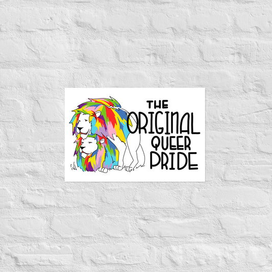 The Original Queer Pride White/Rainbow Lions (Landscape) Luster paper poster