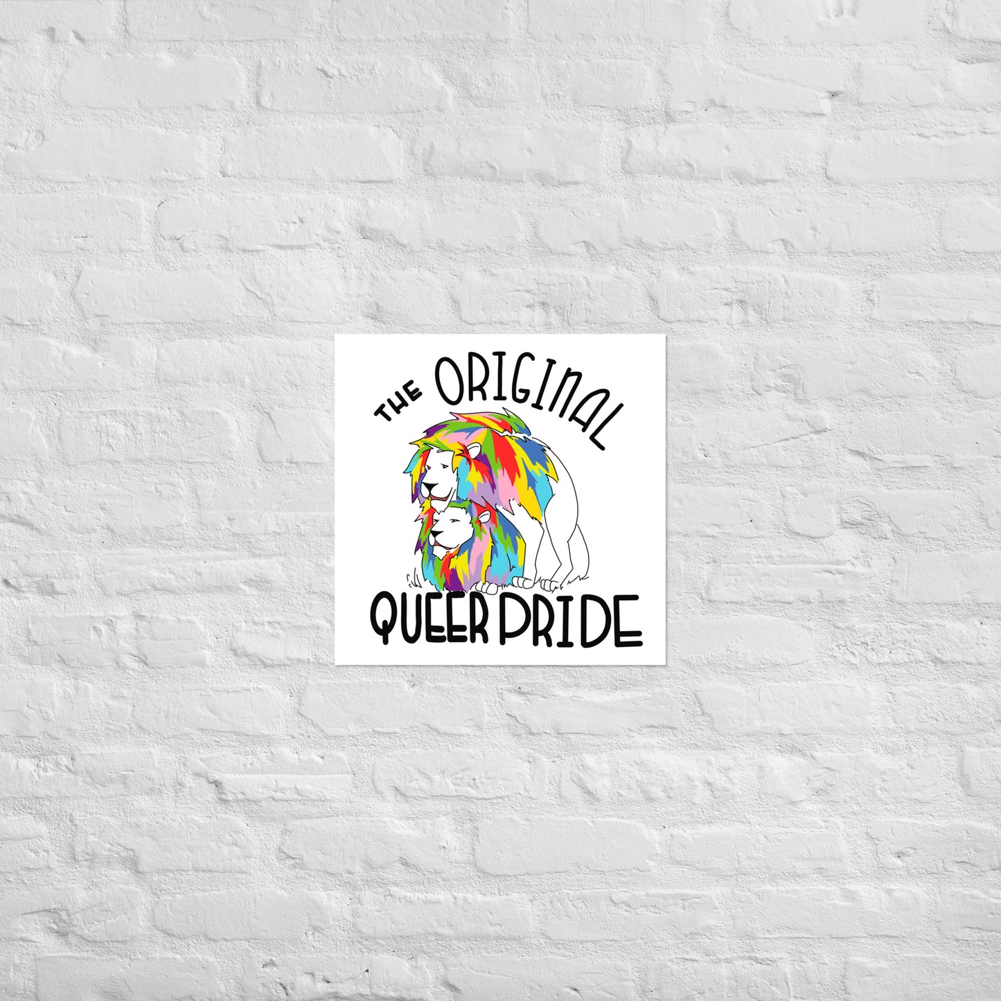 The Original Queer Pride White/Rainbow Lions (Portrait) Luster paper poster