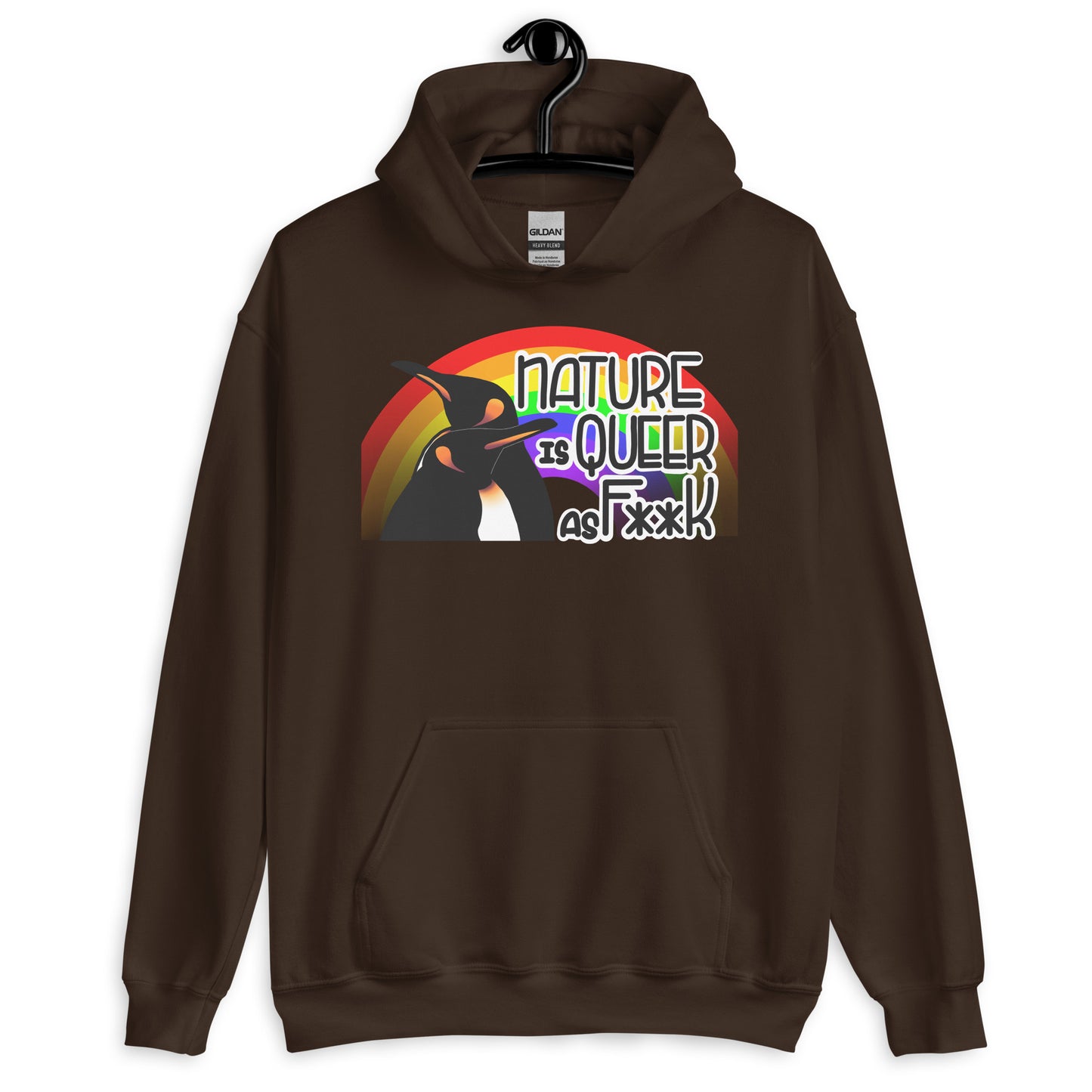 Nature Is Queer As F**K Penguins and Rainbow Unisex Hoodie