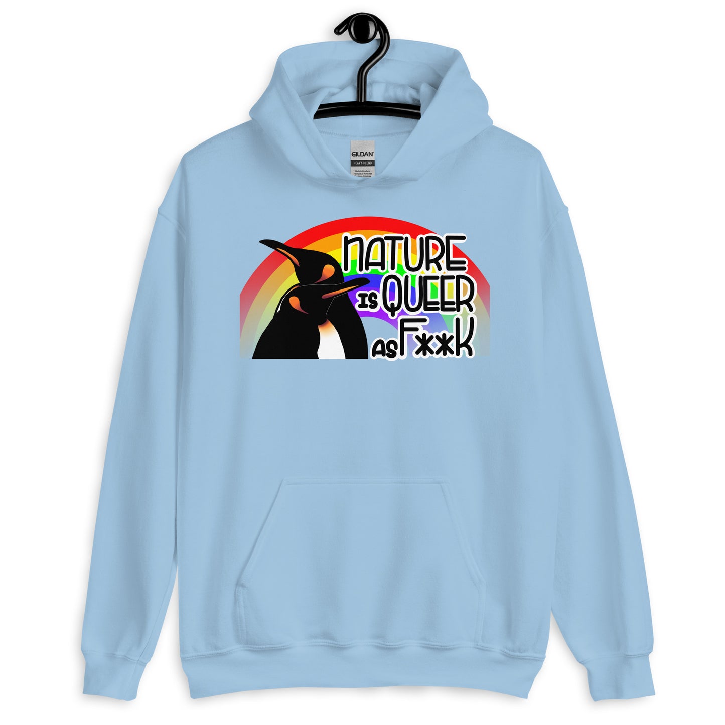 Nature Is Queer As F**K Penguins and Rainbow Unisex Hoodie