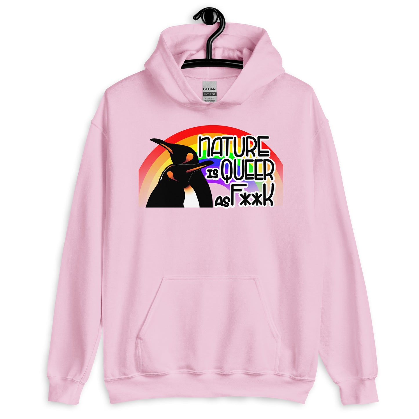 Nature Is Queer As F**K Penguins and Rainbow Unisex Hoodie