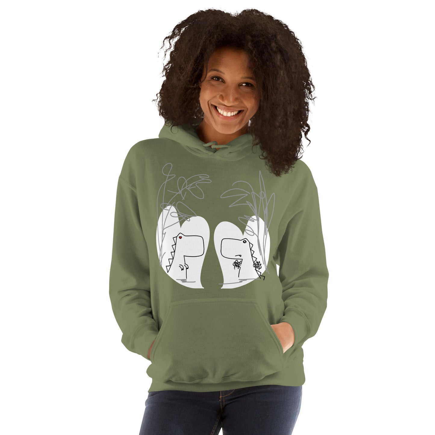 Dino Love DITL Bonus Panel Unisex Hoodie