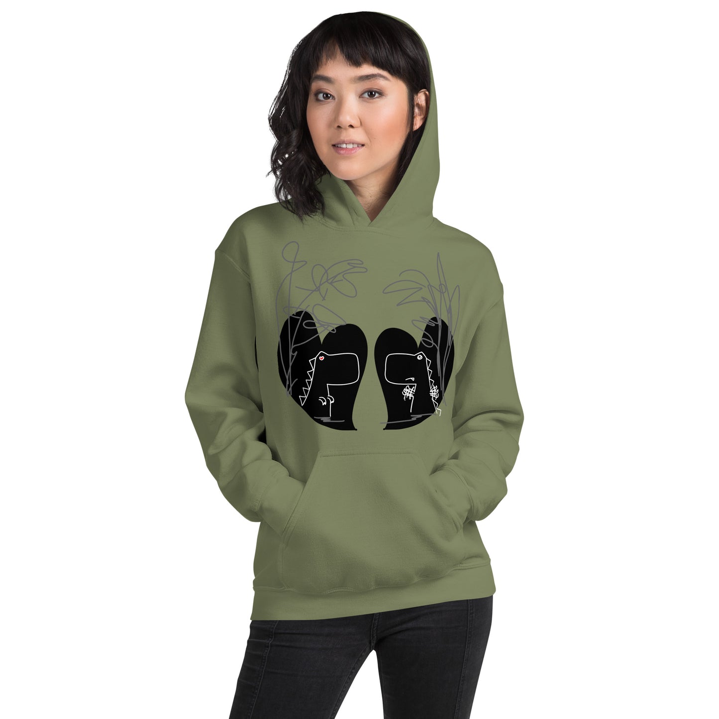 Inverted Dino Love DITL Bonus Panel Unisex hoodie