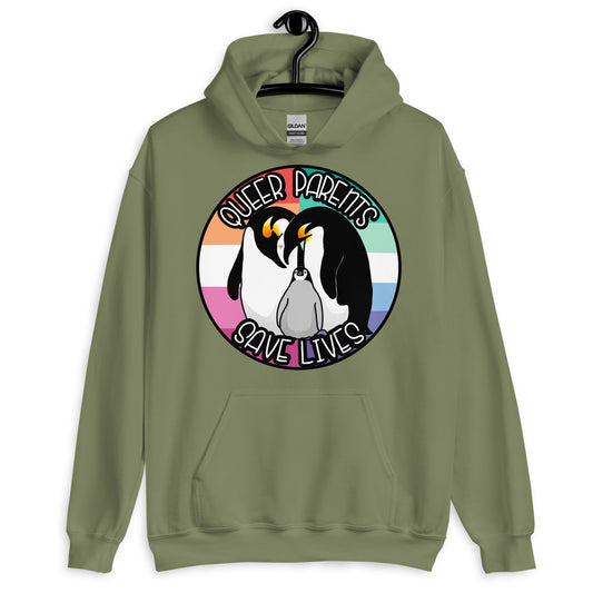 Queer Parents Save Lives - Gay/Lesbian Penguins Unisex Hoodie