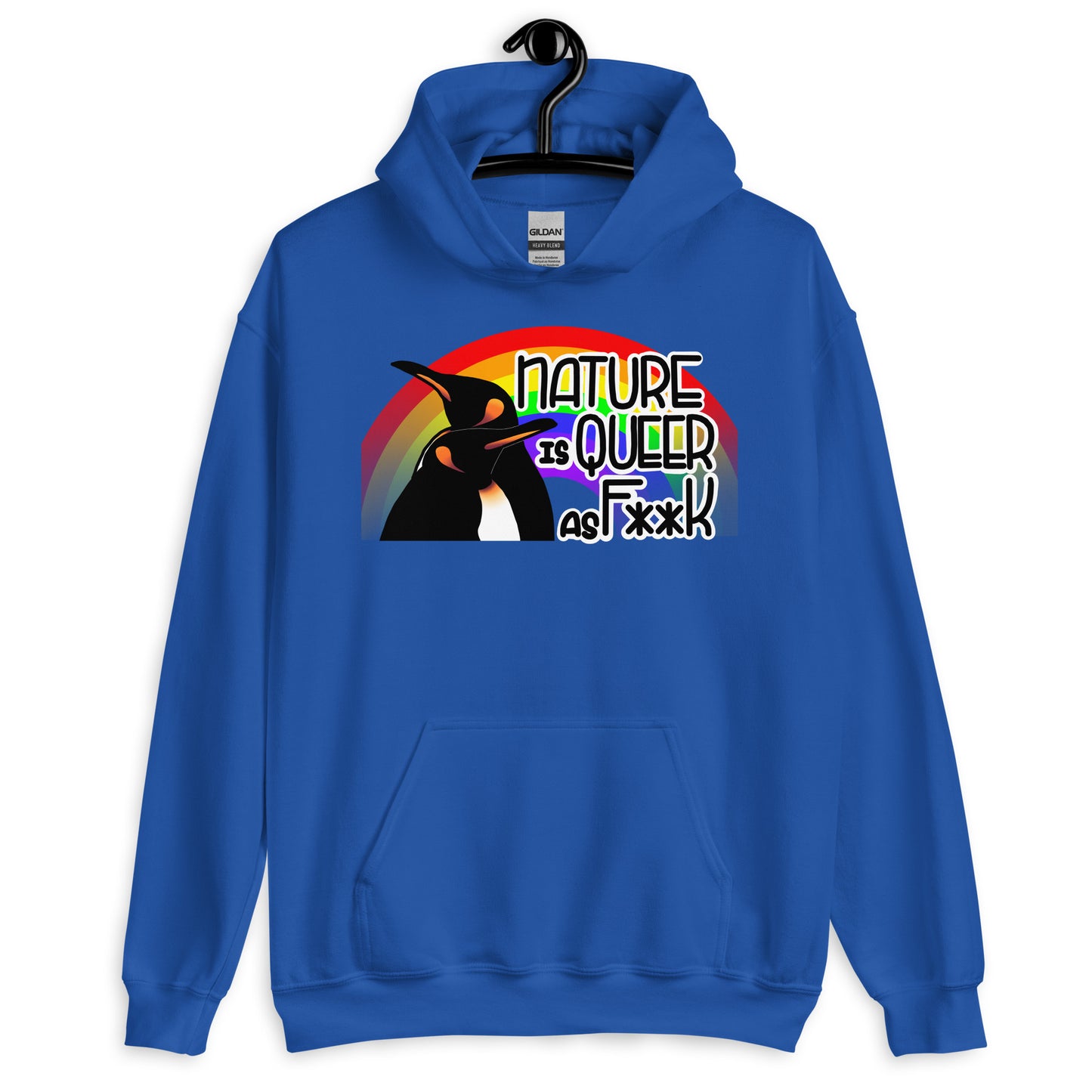 Nature Is Queer As F**K Penguins and Rainbow Unisex Hoodie