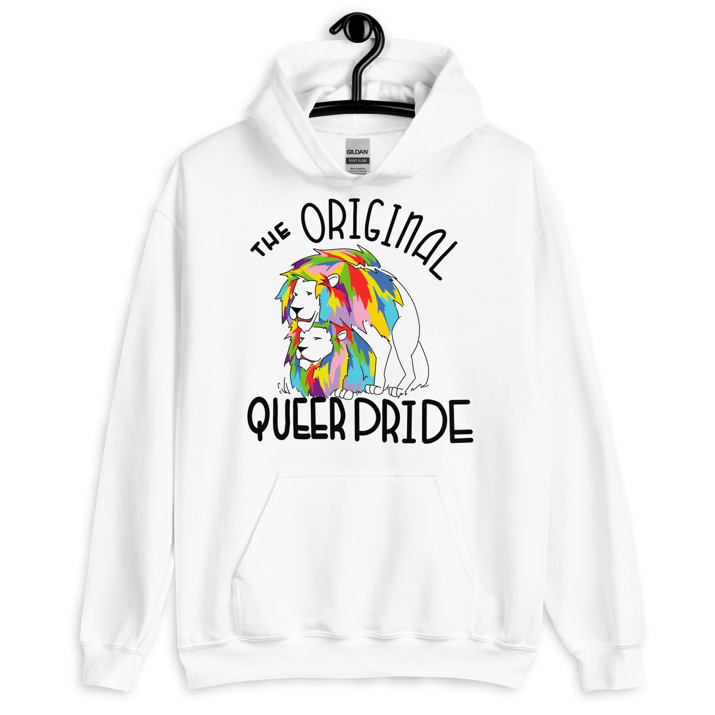 The Original Queer Pride White/Rainbow Lions Unisex Hoodie