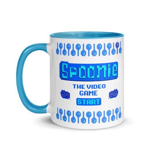 Spoonie: The Video Game Start Menu DITL White Mug with Color Inside (11, 15 oz.)