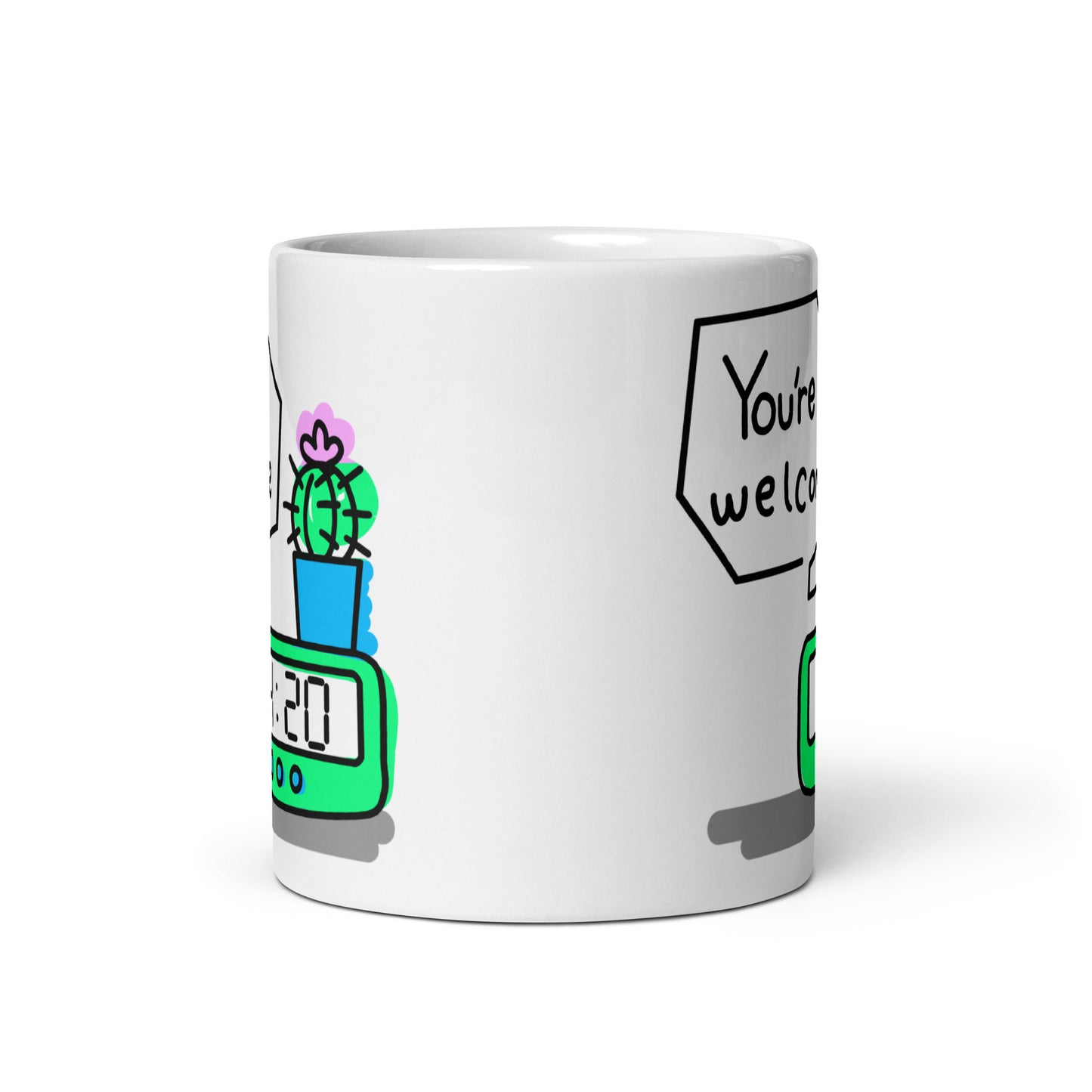 4:20 Clock "You're Welcome" Concept 1.2 White glossy mug