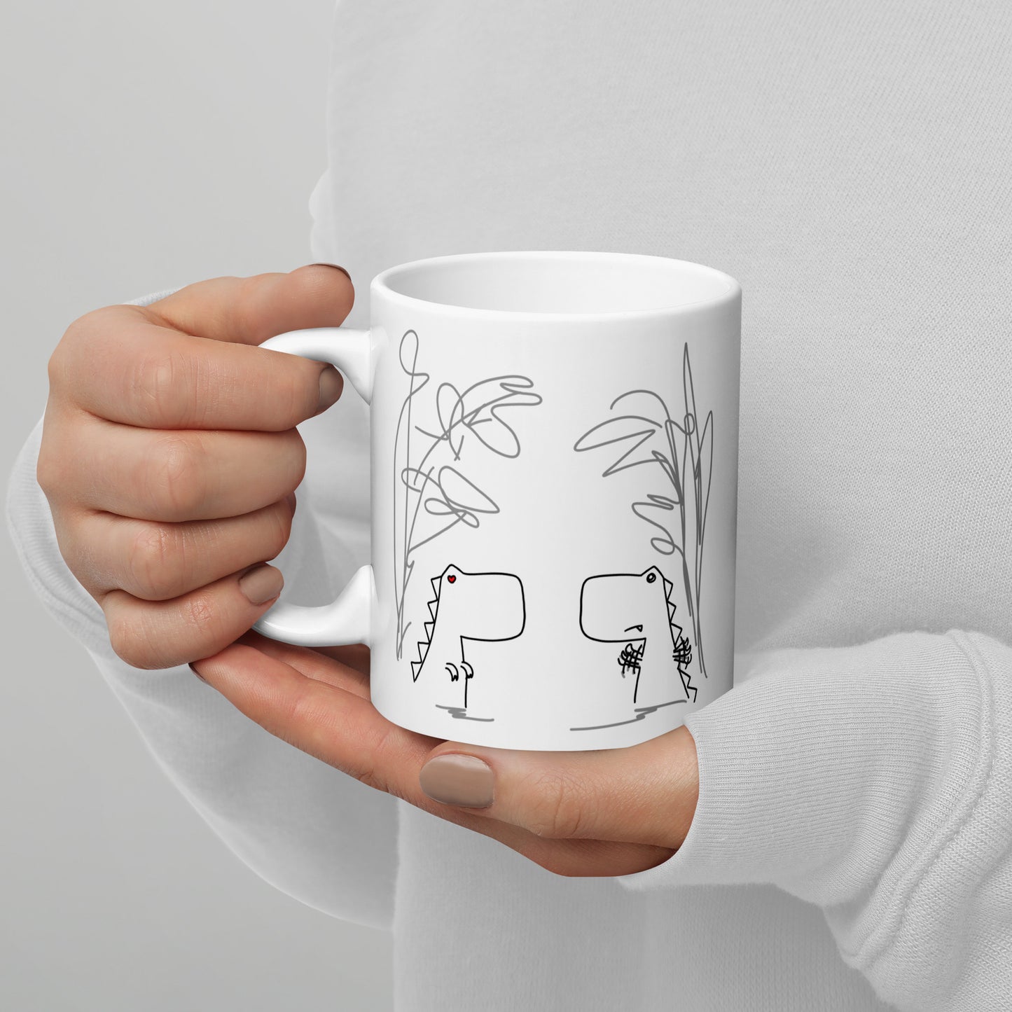 Dino Love DITL Bonus Panel White glossy mug