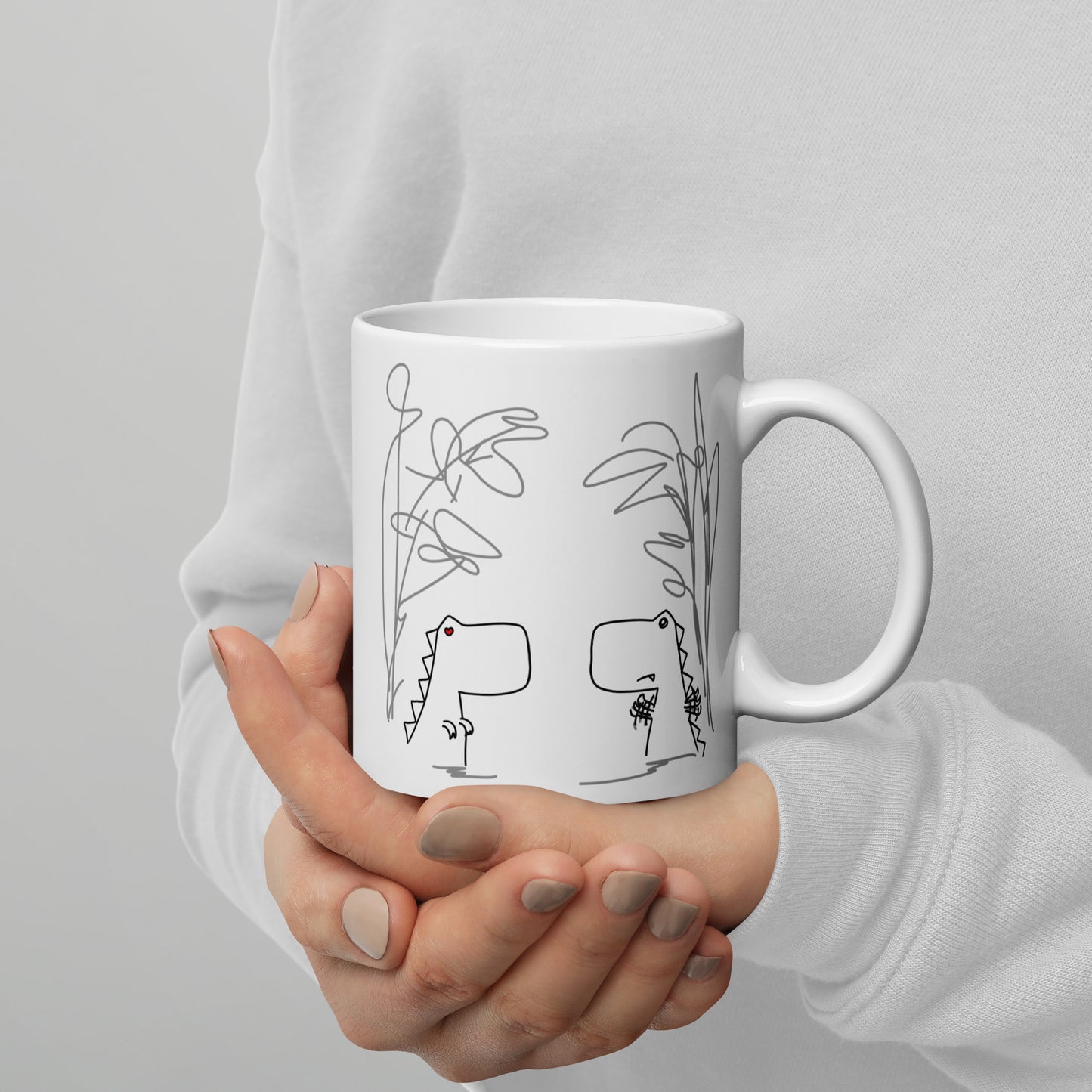 Dino Love DITL Bonus Panel White glossy mug