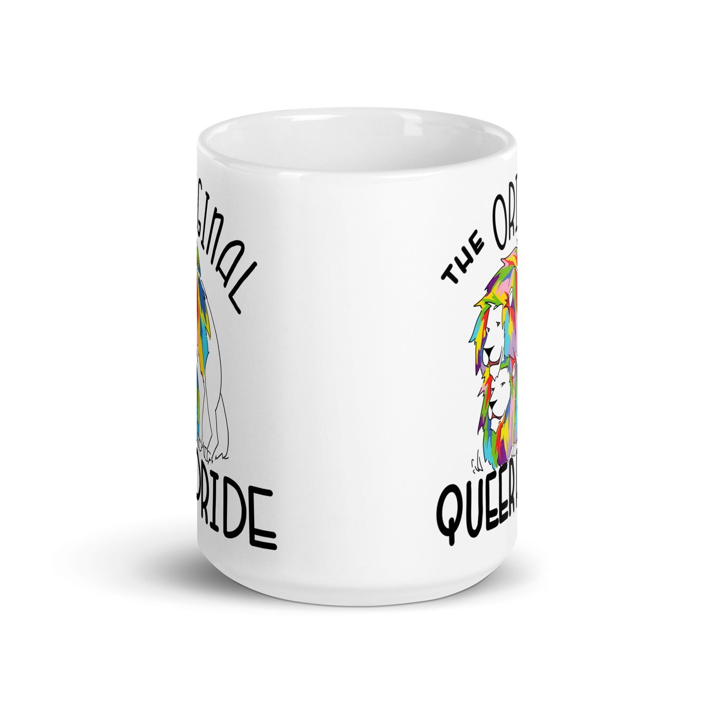 The Original Queer Pride White/Rainbow Lions White glossy mug