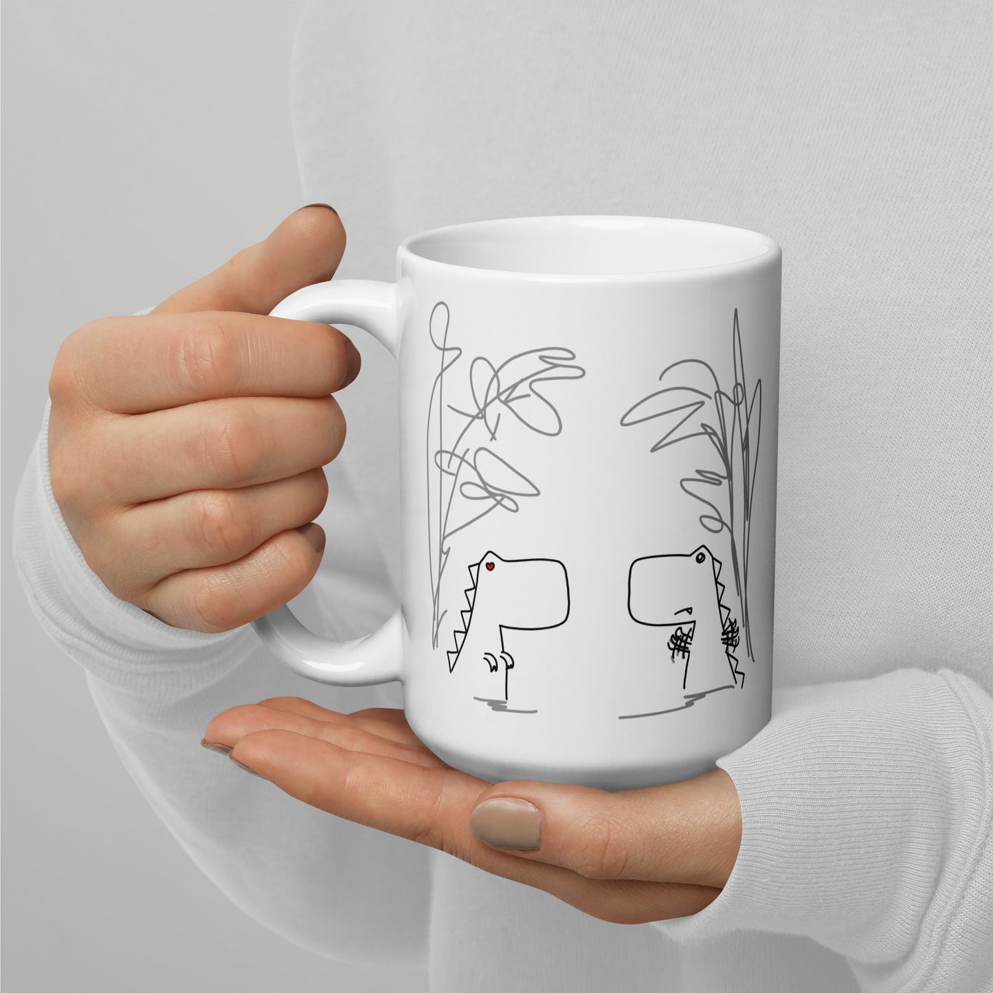 Dino Love DITL Bonus Panel White glossy mug