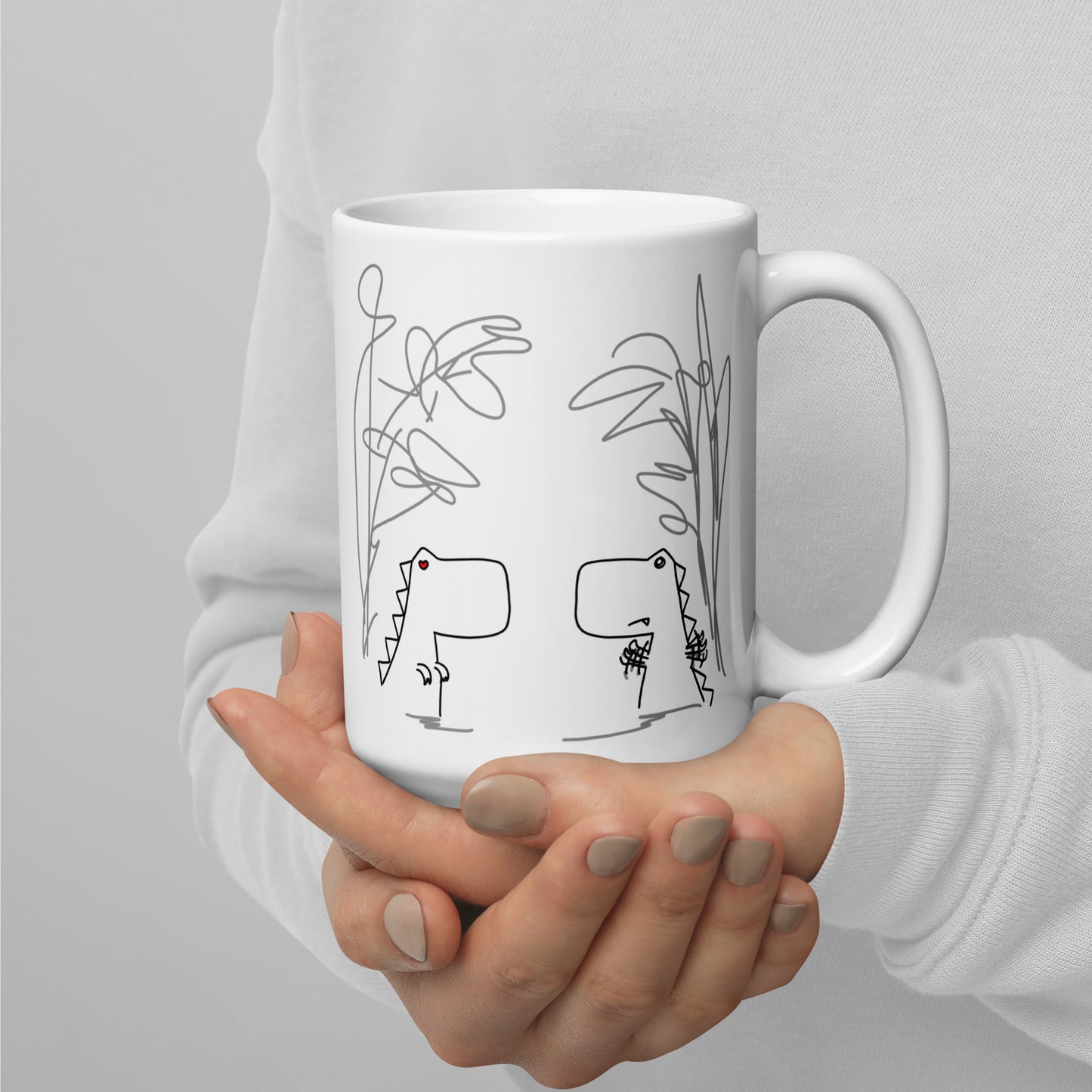 Dino Love DITL Bonus Panel White glossy mug