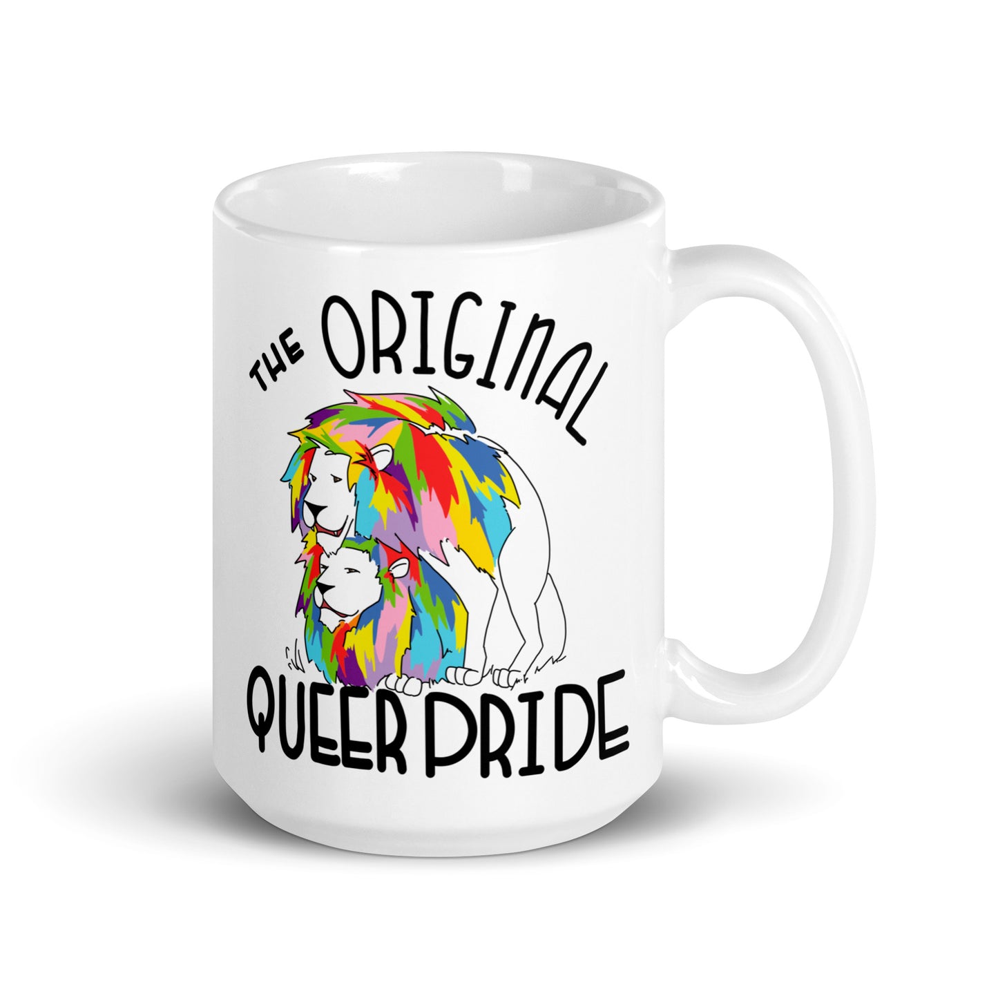 The Original Queer Pride White/Rainbow Lions White glossy mug