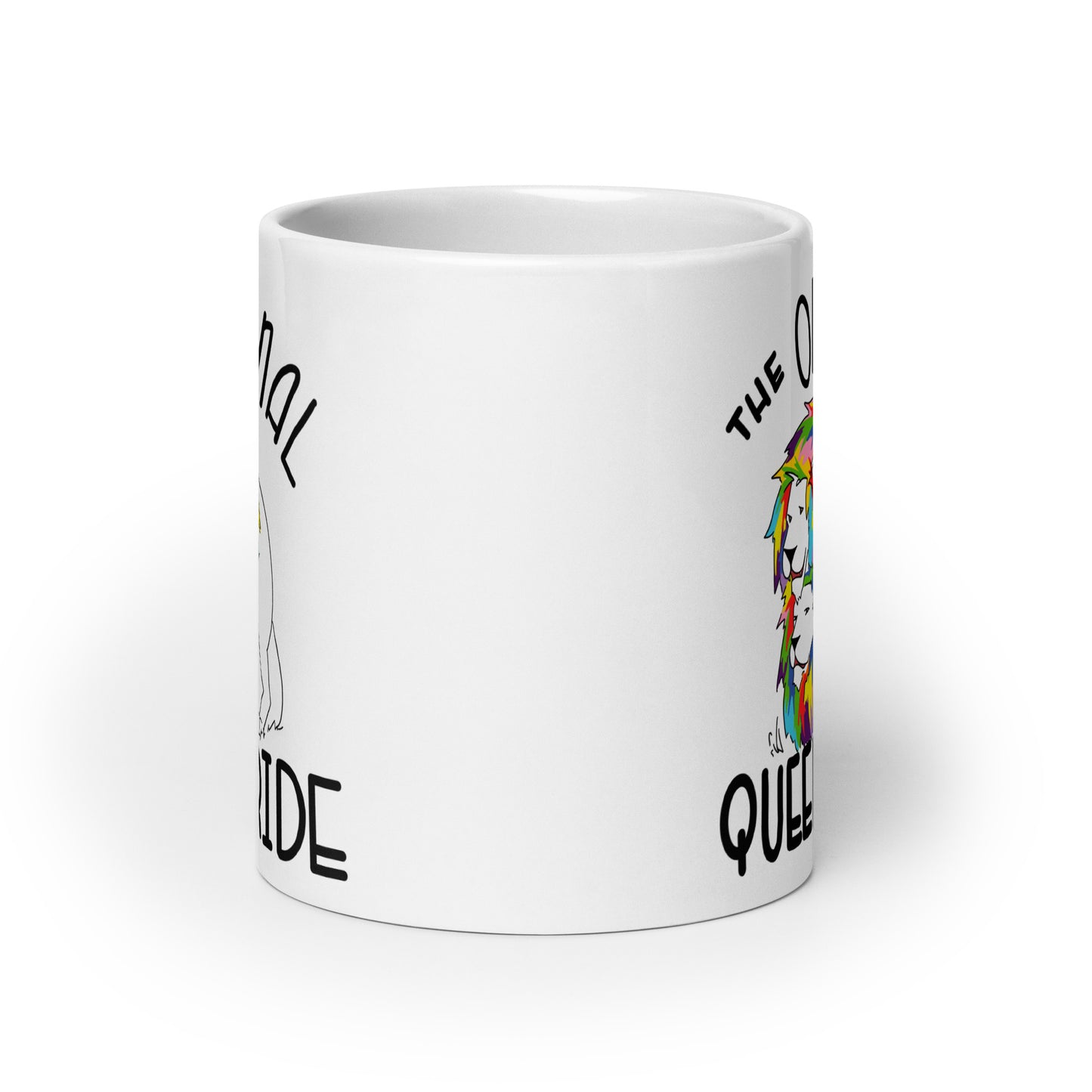 The Original Queer Pride White/Rainbow Lions White glossy mug