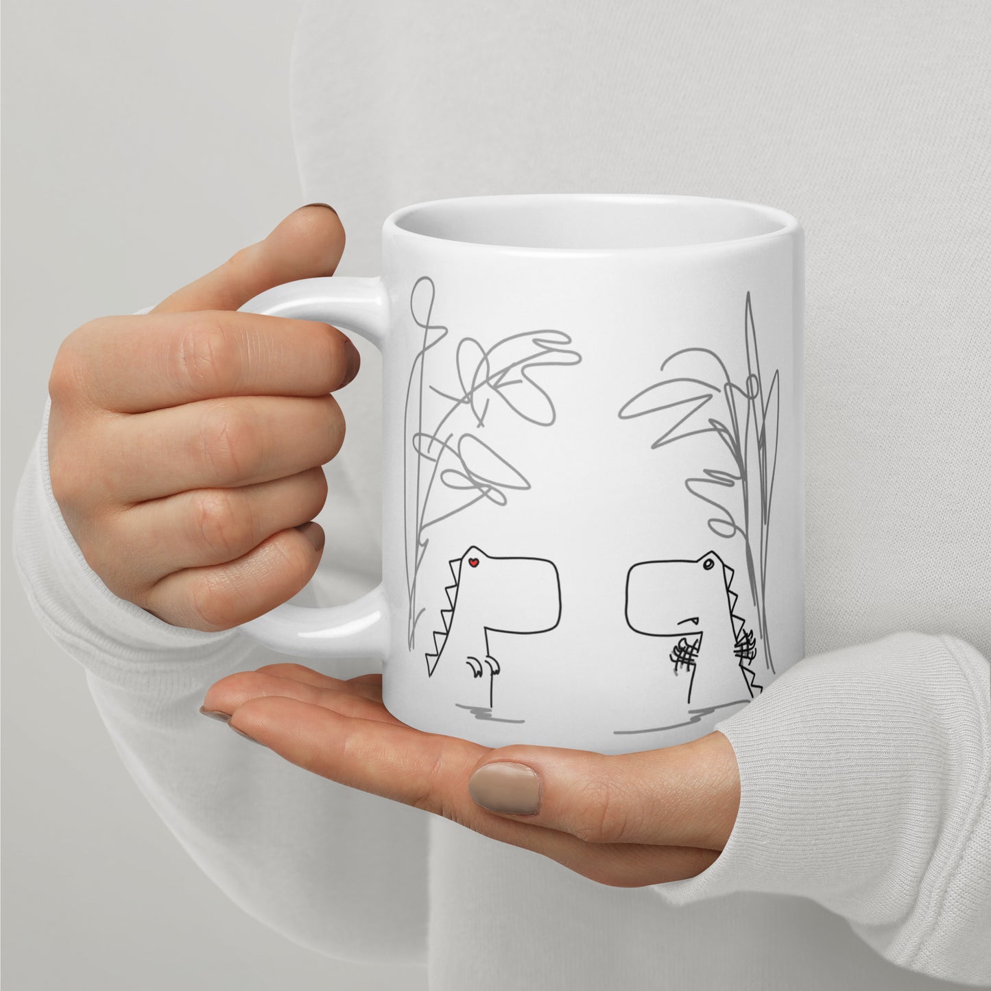 Dino Love DITL Bonus Panel White glossy mug