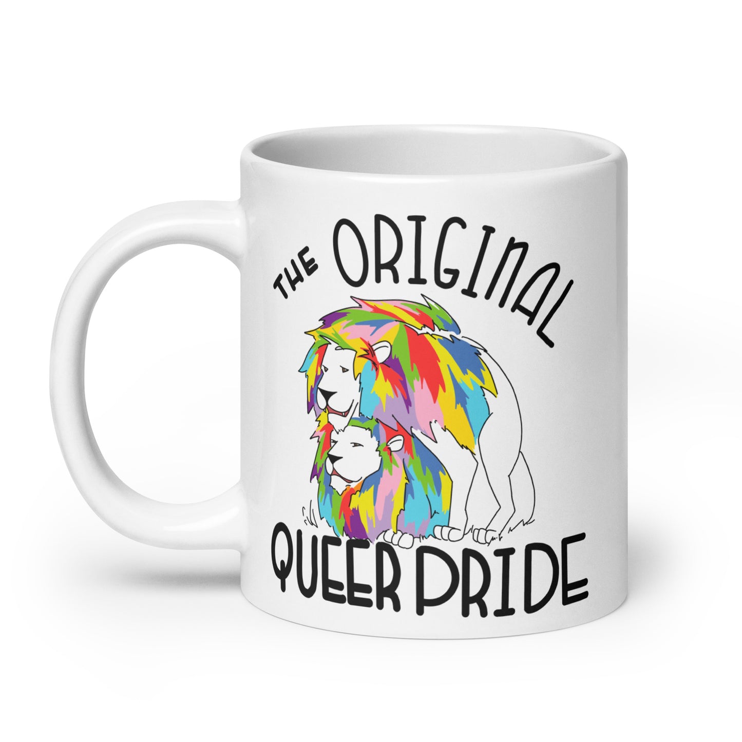 The Original Queer Pride White/Rainbow Lions White glossy mug