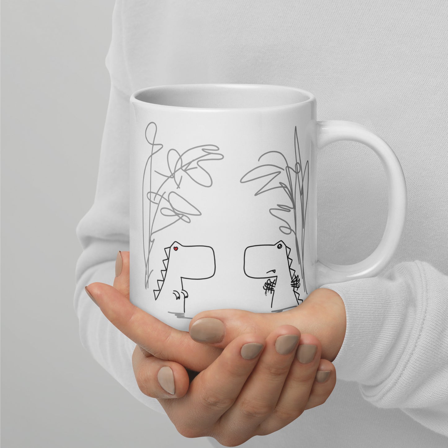 Dino Love DITL Bonus Panel White glossy mug