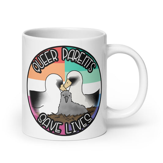 Queer Parents Save Lives - Gay/Lesbian Albatross White glossy mug