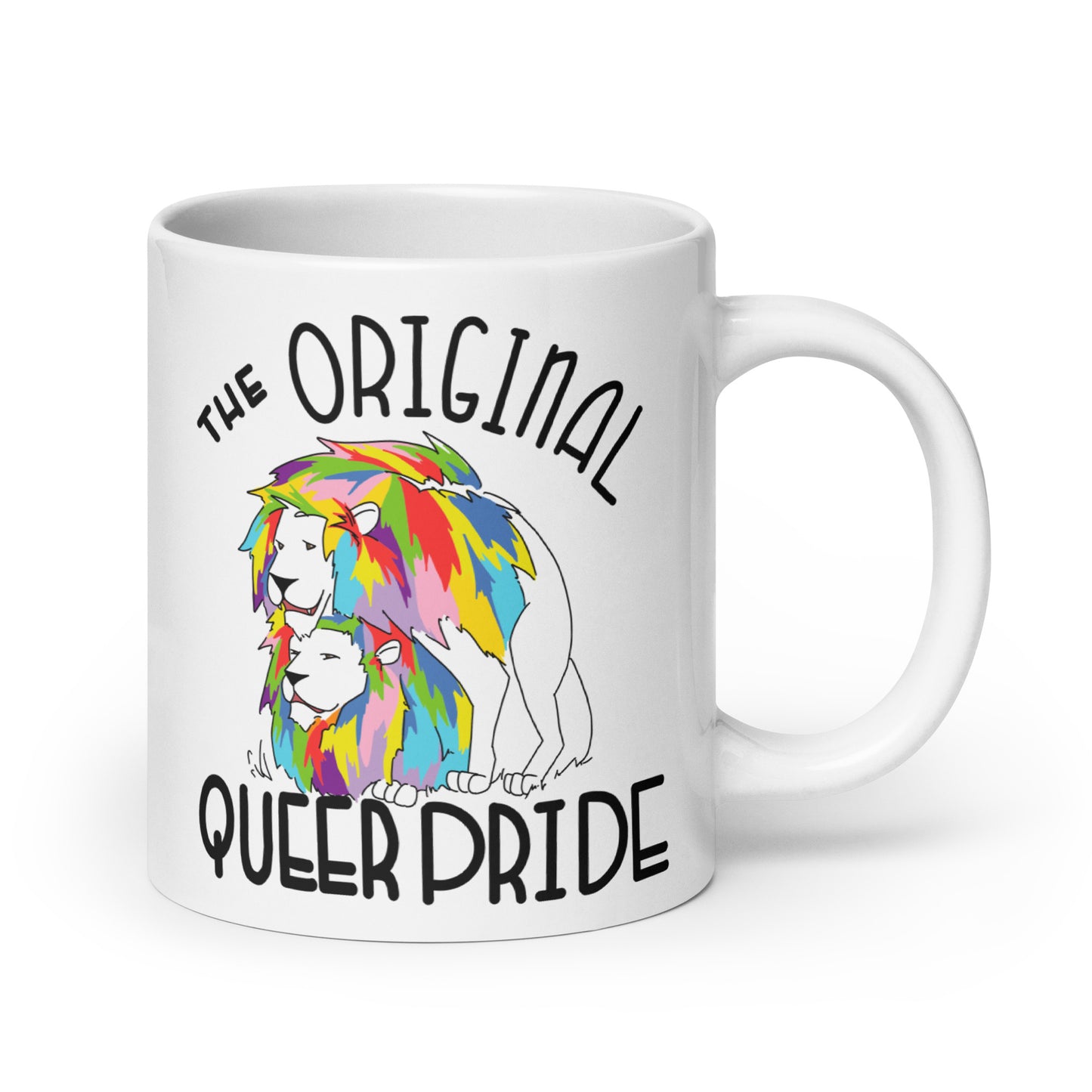 The Original Queer Pride White/Rainbow Lions White glossy mug