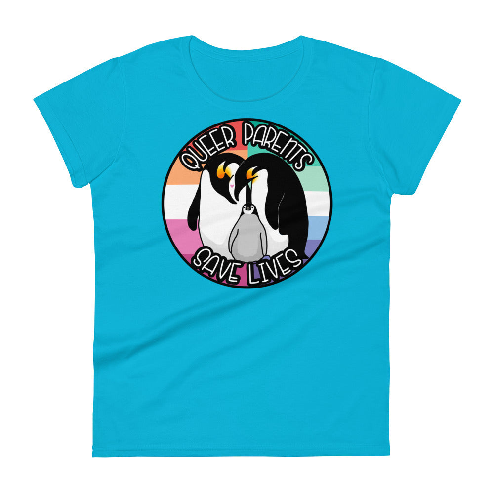 Queer Parents Save Lives - Gay/Lesbian Penguins Fashion-fit short sleeve t-shirt