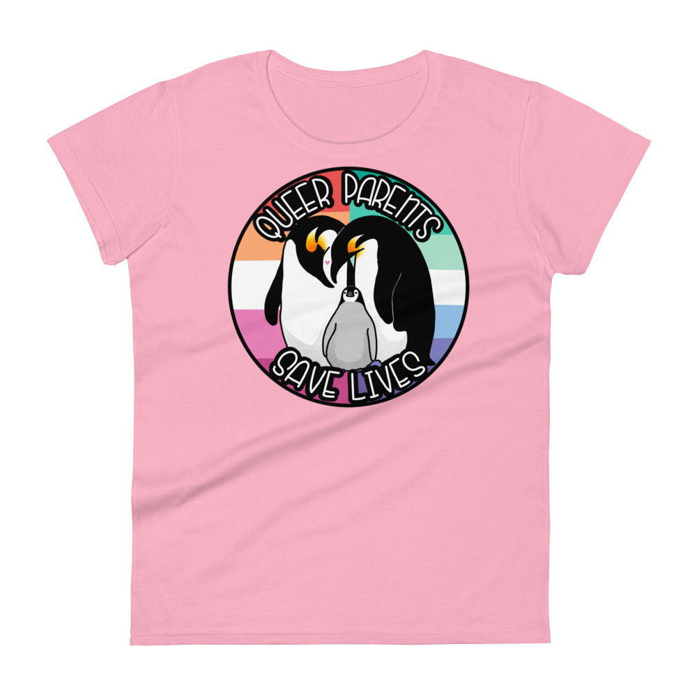 Queer Parents Save Lives - Gay/Lesbian Penguins Fashion-fit short sleeve t-shirt