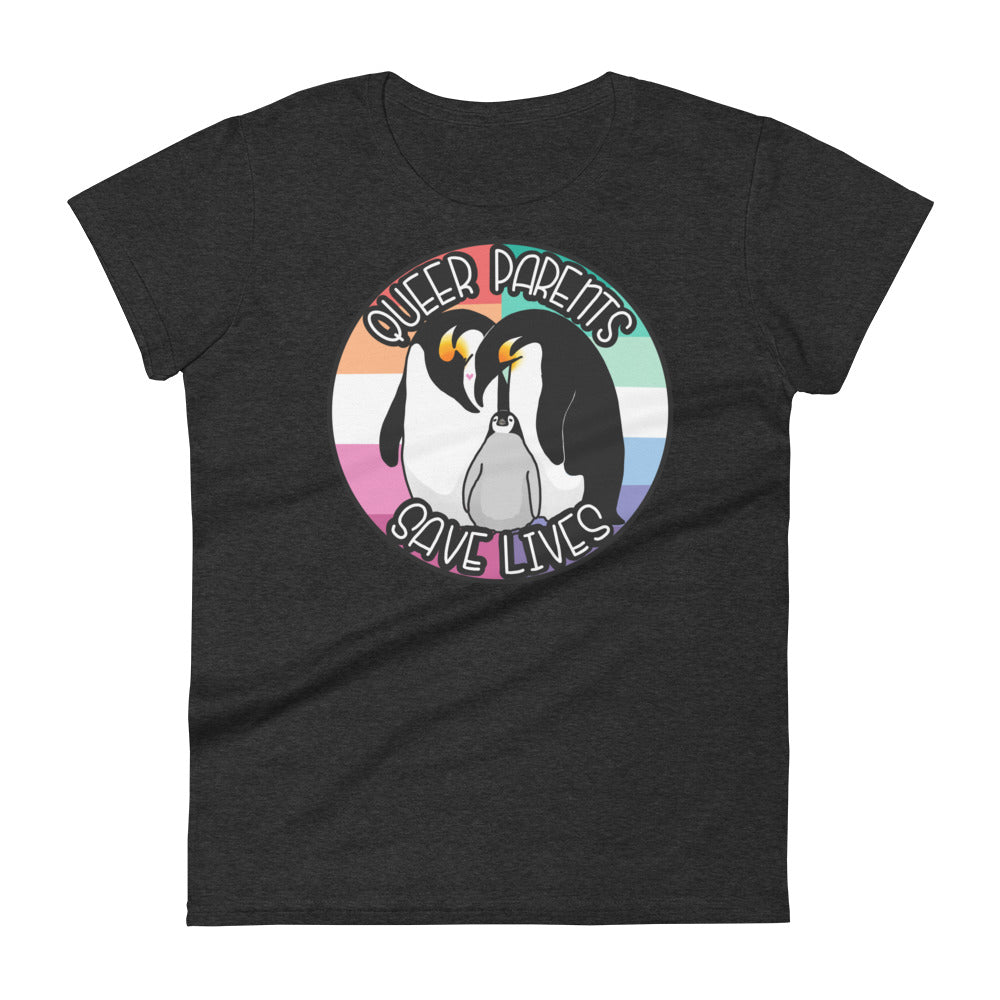 Queer Parents Save Lives - Gay/Lesbian Penguins Fashion-fit short sleeve t-shirt