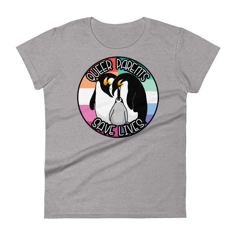 Queer Parents Save Lives - Gay/Lesbian Penguins Fashion-fit short sleeve t-shirt