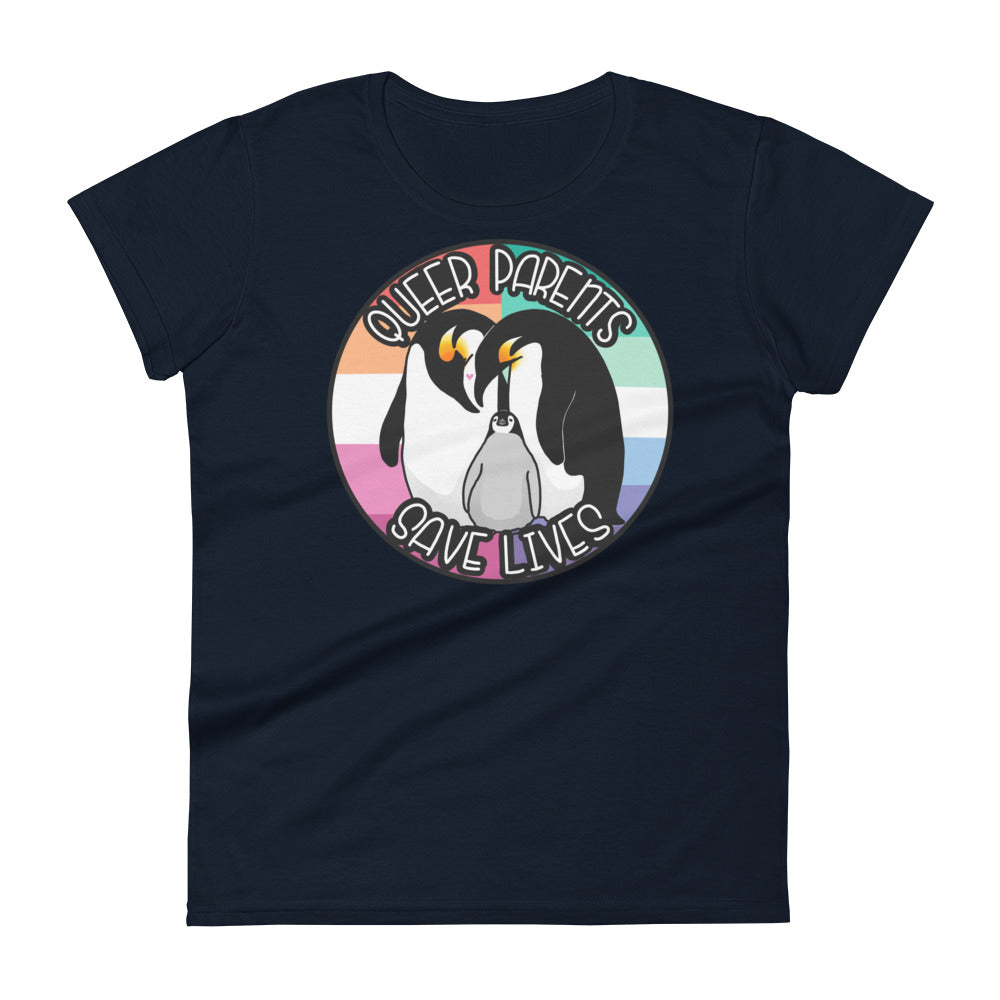 Queer Parents Save Lives - Gay/Lesbian Penguins Fashion-fit short sleeve t-shirt