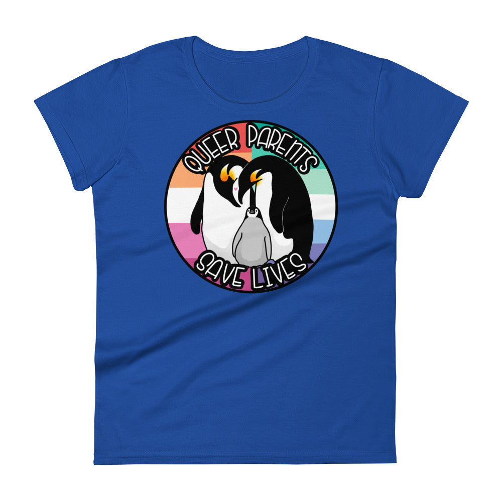 Queer Parents Save Lives - Gay/Lesbian Penguins Fashion-fit short sleeve t-shirt