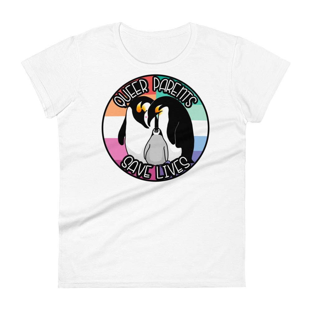 Queer Parents Save Lives - Gay/Lesbian Penguins Fashion-fit short sleeve t-shirt